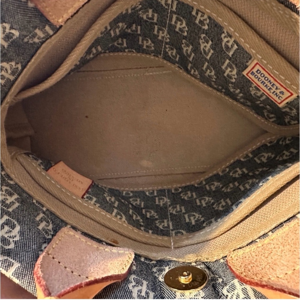 Dooney & Bourke Gray Monogram Satchel with Tan Leather Trim - Picture 5 of 5